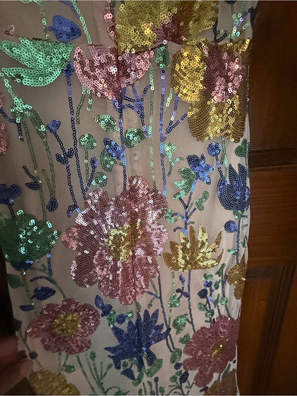 Embellished Floral Sequin Maxi Dress - Picture 11 of 12